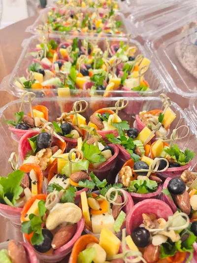 Individually boxed salads packed for delivery